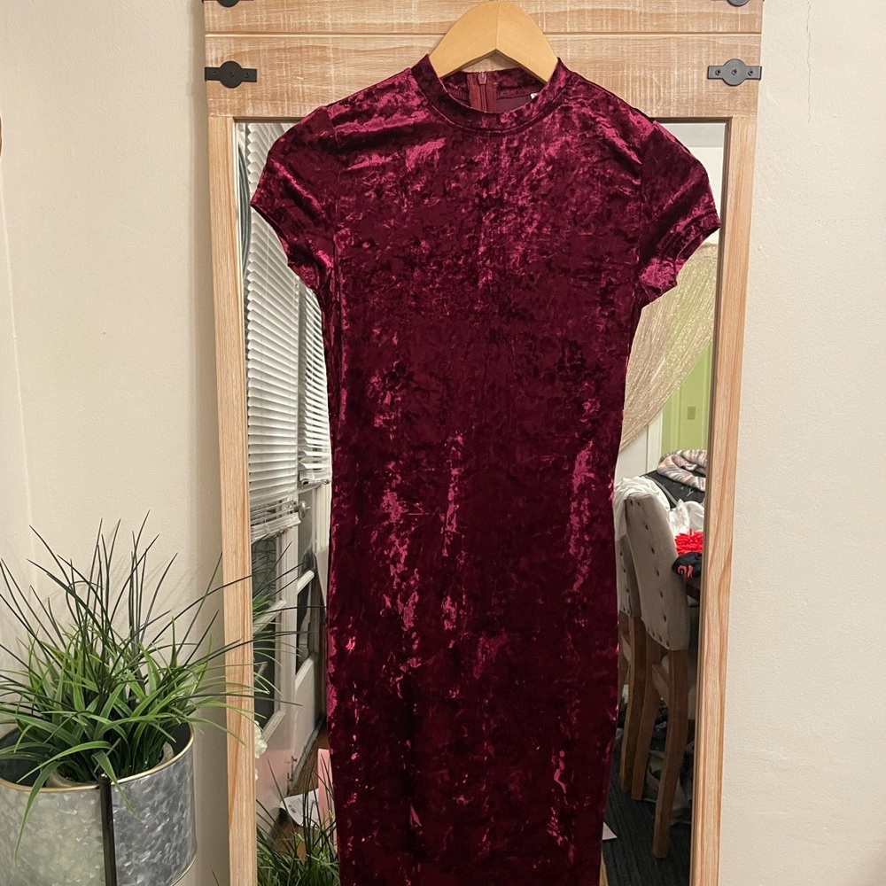 New without Tags Mock Neck Velvet Bodycon Dress